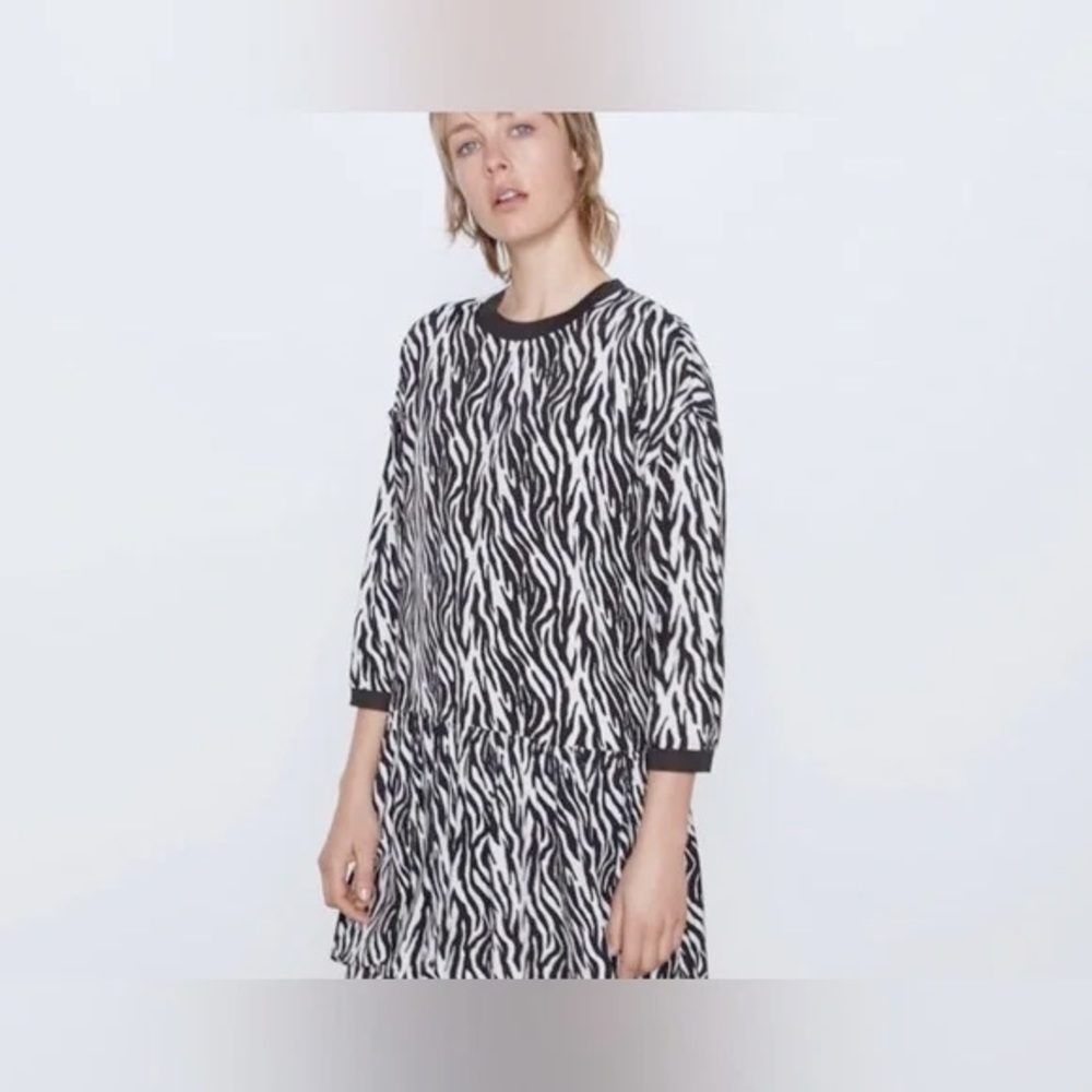 Zara Black and White Zebra Print Dress
